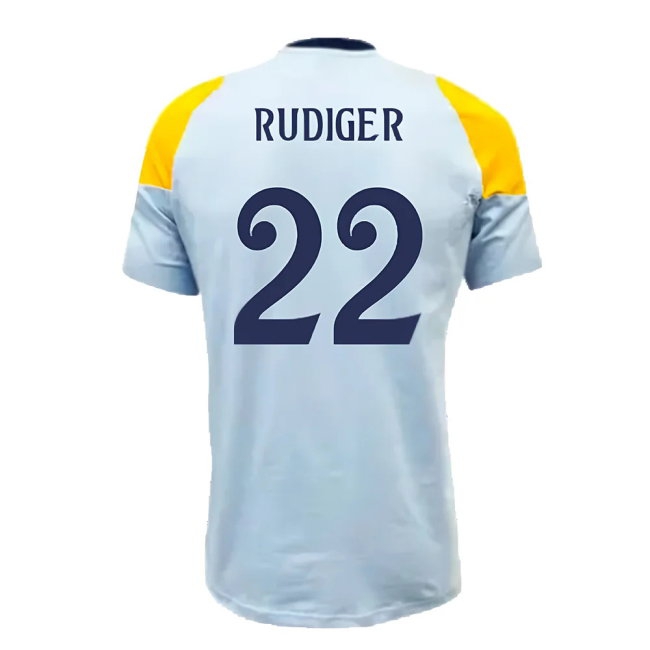 2024-2025 Real Madrid Training Tee (Glow Blue) (Rudiger 22) — Shop Online