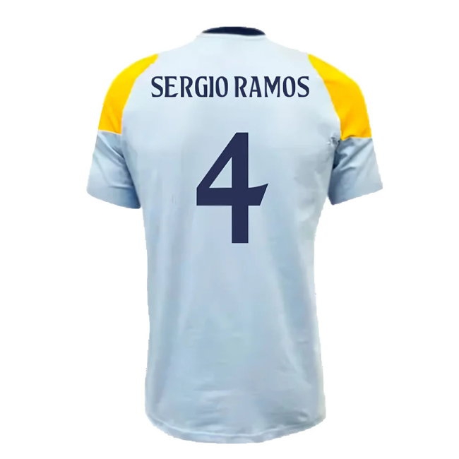 2024-2025 Real Madrid Training Tee (Glow Blue) (Sergio Ramos 4) — Buy Online