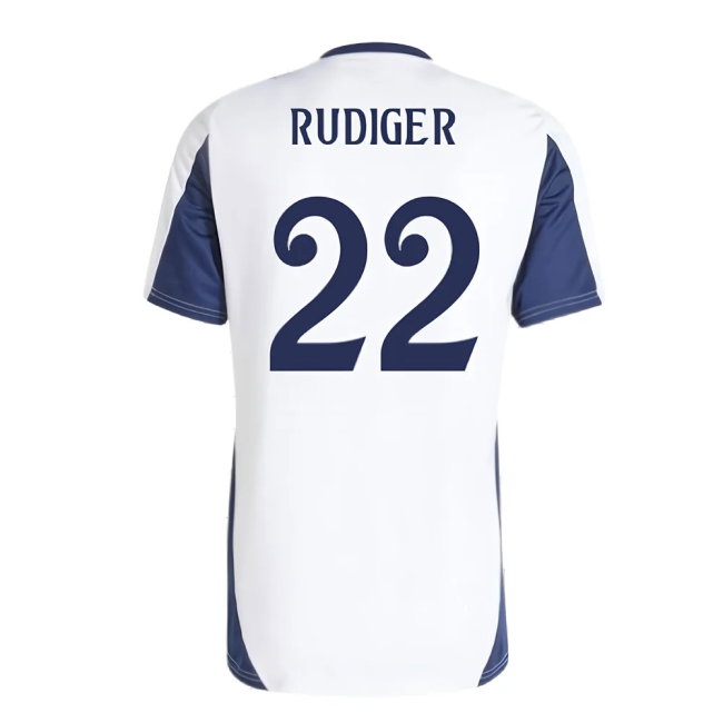 2024-2025 Real Madrid Training Tee (White) (Rudiger 22) — Shop Online