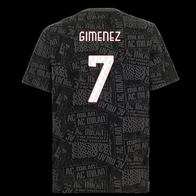 2025-2026 AC Milan ftblCulture Tee AOP (Black) (Gimenez 7) — Shop Now