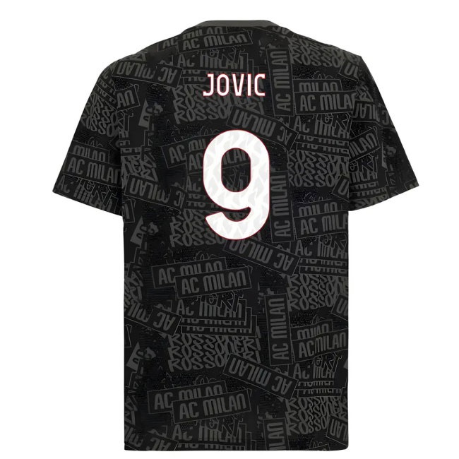 2025-2026 AC Milan ftblCulture Tee AOP (Black) (Jovic 9) — Shop Now