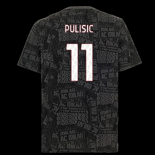 2025-2026 AC Milan ftblCulture Tee AOP (Black) (Pulisic 11) — Shop Now