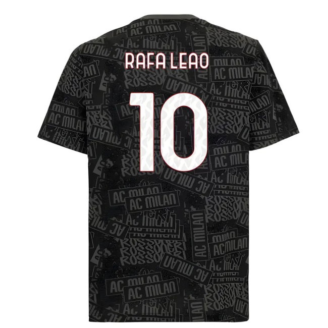 2025-2026 AC Milan ftblCulture Tee AOP (Black) (Rafa Leao 10) — Buy Online