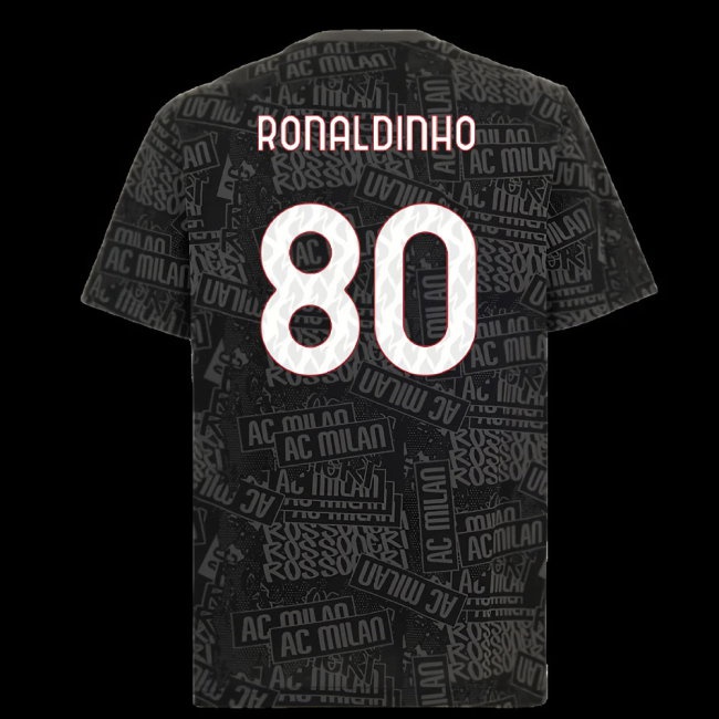 2025-2026 AC Milan ftblCulture Tee AOP (Black) (Ronaldinho 80) — Buy Now