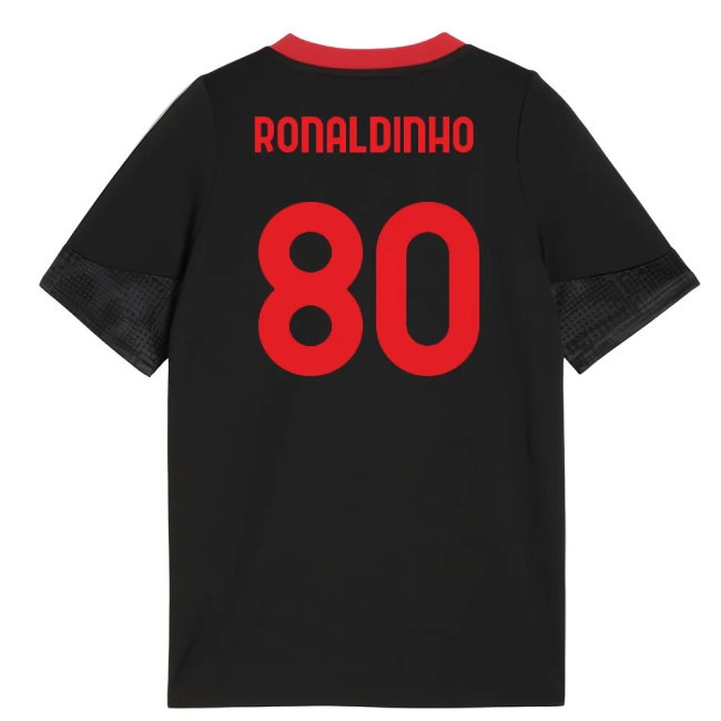 2025-2026 AC Milan Training Jersey (Black) - Kids (Ronaldinho 80) — Shop Now