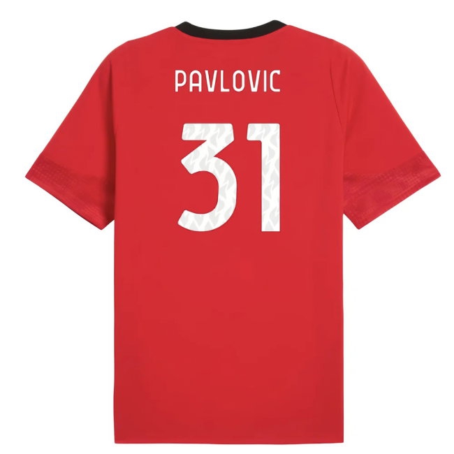 2025-2026 AC Milan Training Jersey (Red) (Pavlovic 31) — Buy Now