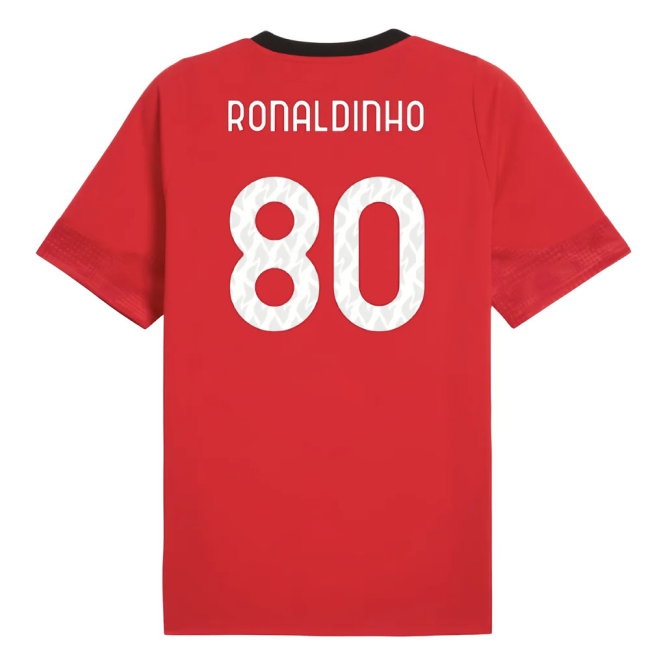 2025-2026 AC Milan Training Jersey (Red) (Ronaldinho 80) — Buy Now