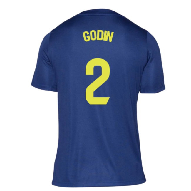 2025-2026 Atletico Madrid Pre-Match Shirt (Blue-Yellow) (Godin 2) — Shop Now