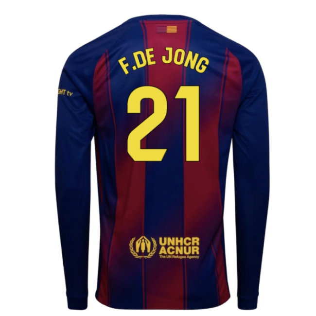 2025-2026 Barcelona Home Long Sleeve Shirt (F.De Jong 21) — Buy Now