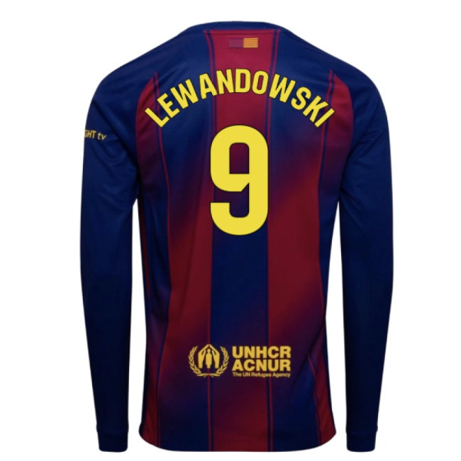 2025-2026 Barcelona Home Long Sleeve Shirt (Lewandowski 9) — Buy Online