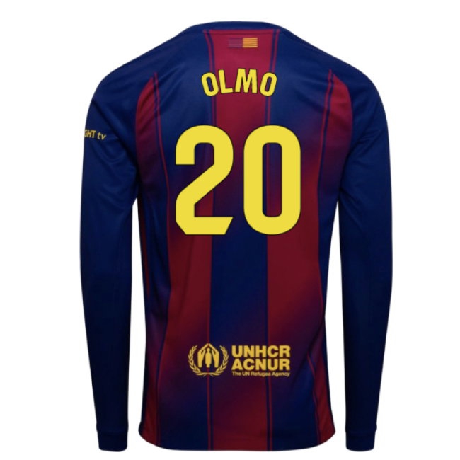 2025-2026 Barcelona Home Long Sleeve Shirt (Olmo 20) — Buy Online