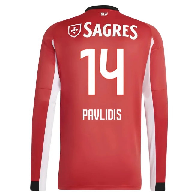 2025-2026 Benfica Long Sleeve Home Shirt (Pavlidis 14) — Shop Online