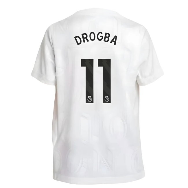 2025-2026 Chelsea Pre-Match Shirt (White) - Kids (Drogba 11) — Shop Now