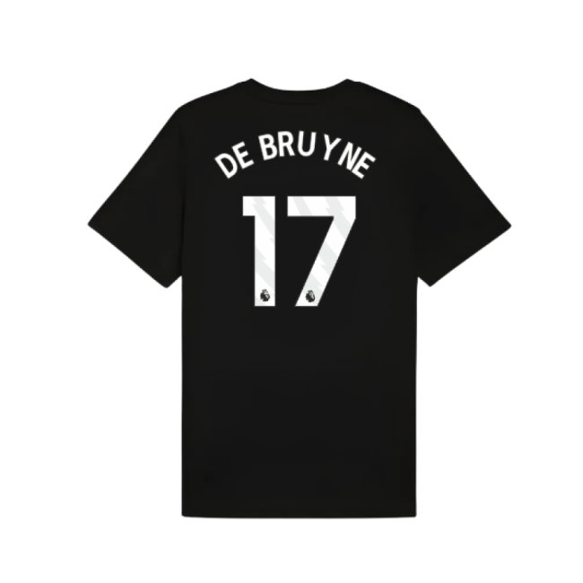 2025-2026 Man City FtblESS Tee (Black) (De Bruyne 17) — Shop Online