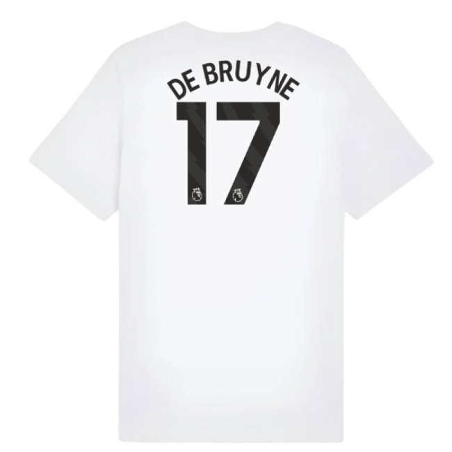 2025-2026 Man City FtblESS Tee (White) - Kids (De Bruyne 17) — Buy Now