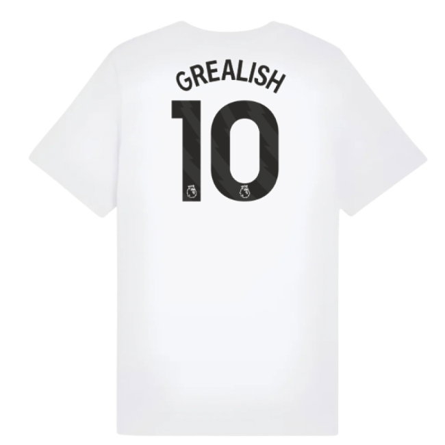 2025-2026 Man City FtblESS Tee (White) - Kids (Grealish 10) — Buy Now