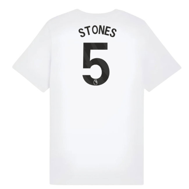 2025-2026 Man City FtblESS Tee (White) - Kids (Stones 5) — Buy Online