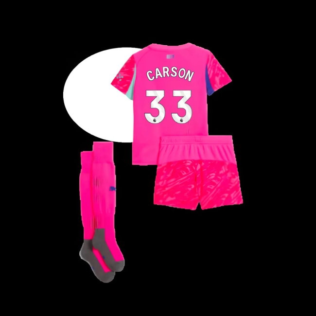 2025-2026 Man City Home Goalkeeper Mini Kit (Pink) (Carson 33) — Shop Now