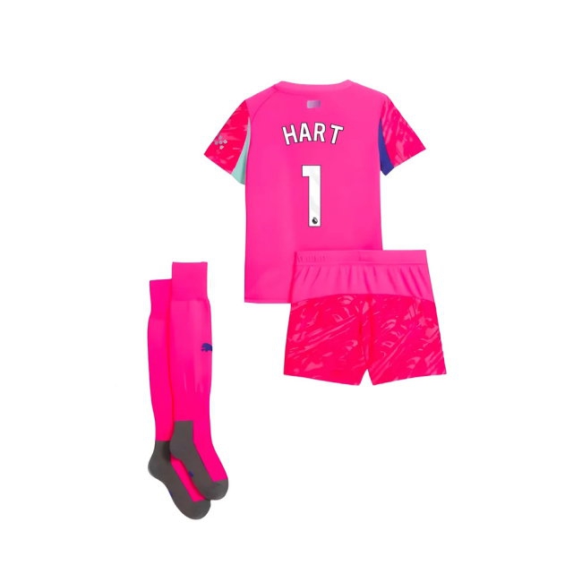 2025-2026 Man City Home Goalkeeper Mini Kit (Pink) (Hart 1) — Buy Online