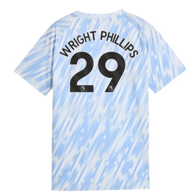 2025-2026 Man City Warm Up Jersey (Silver Sky) - Kids (Wright Phillips 29) — Buy Online