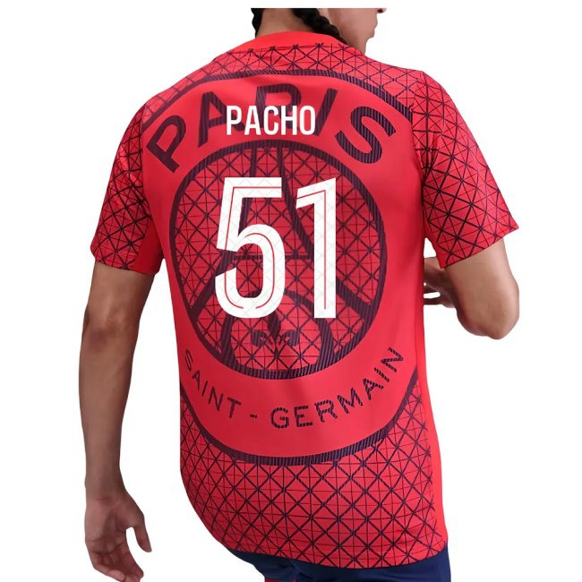2025-2026 PSG Academy Pro Away Pre Match Shirt (Red) (Pacho 51) — Shop Online