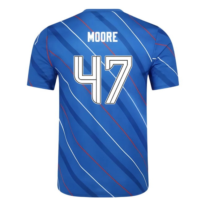 2025-2026 Rangers Home Pre Match Short Sleeve Tee (Lapis Blue) (Moore 47) — Shop Now