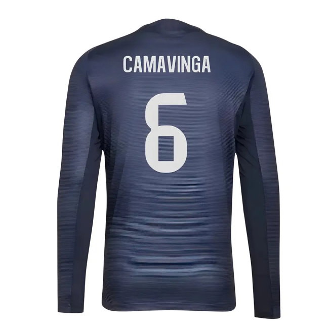 2025-2026 Real Madrid Player Version Long Sleeve Away Shirt (Camavinga 6) — Buy Online