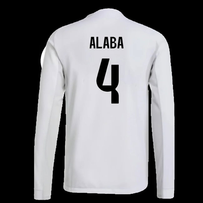2025-2026 Real Madrid Player Version Long Sleeve Home Shirt (Alaba 4) — Shop Online