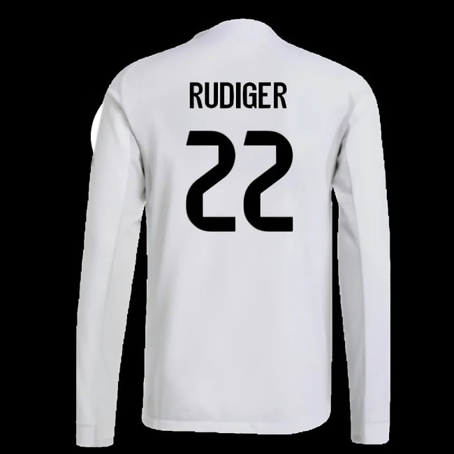 2025-2026 Real Madrid Player Version Long Sleeve Home Shirt (Rudiger 22) — Shop Online