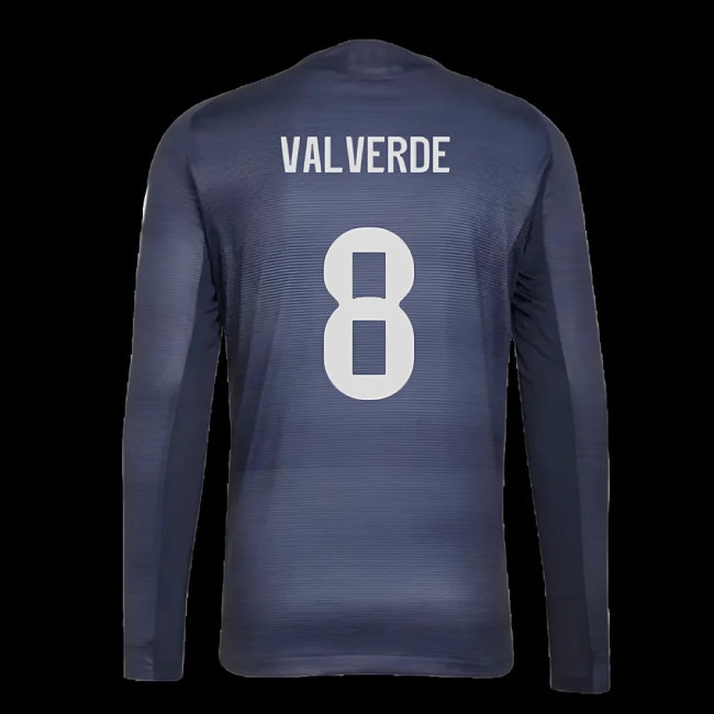 2025-2026 Real Madrid Long Sleeve Away Shirt (Valverde 8) — Shop Online