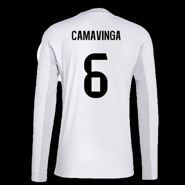 2025-2026 Real Madrid Long Sleeve Home Shirt (Camavinga 6) — Shop Now