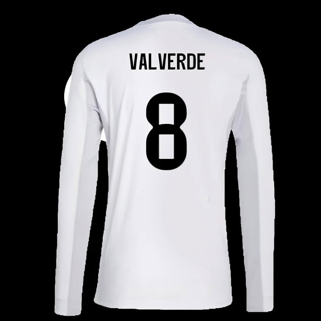 2025-2026 Real Madrid Long Sleeve Home Shirt (Valverde 8) — Buy Now