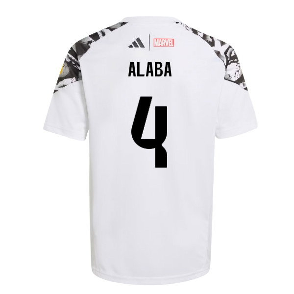 2025-2026 Real Madrid Marvel Avengers Training Shirt (White) - Kids (Alaba 4) — Shop Online
