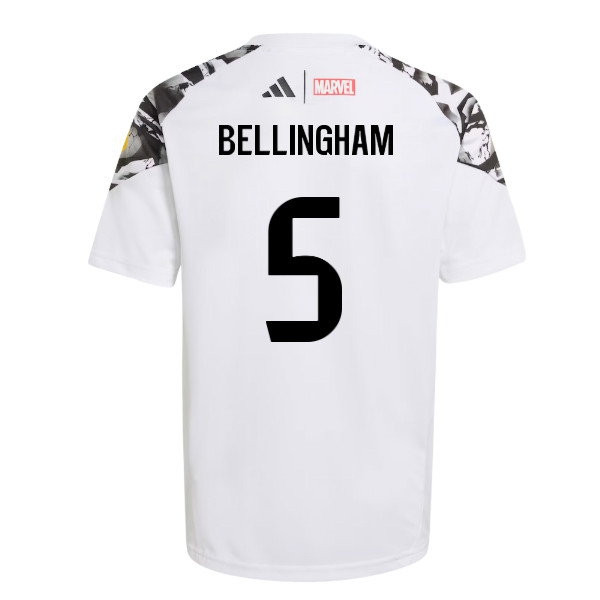 2025-2026 Real Madrid Marvel Avengers Training Shirt (White) - Kids (Bellingham 5) — Buy Now