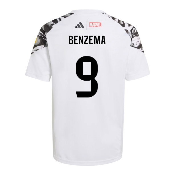 2025-2026 Real Madrid Marvel Avengers Training Shirt (White) - Kids (Benzema 9) — Shop Online