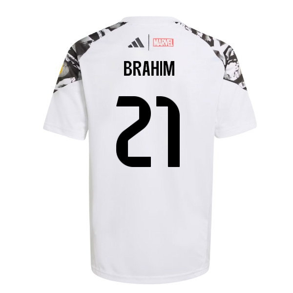 2025-2026 Real Madrid Marvel Avengers Training Shirt (White) - Kids (Brahim 21) — Buy Online