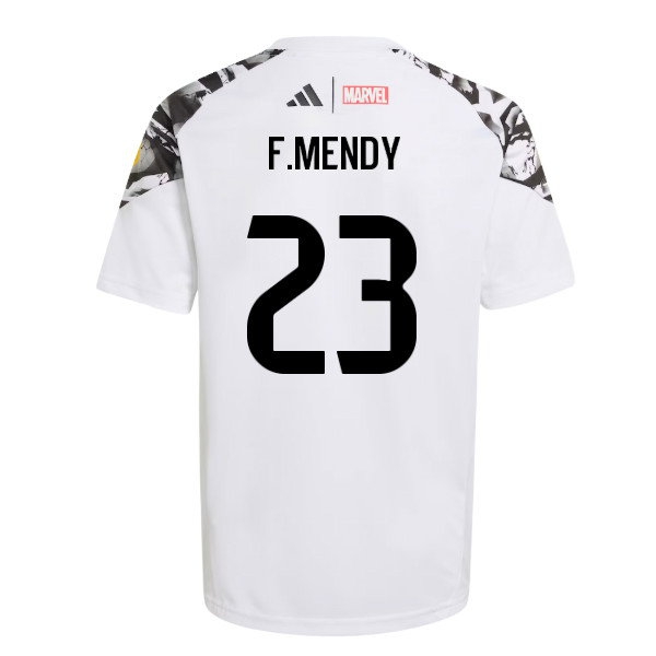 2025-2026 Real Madrid Marvel Avengers Training Shirt (White) - Kids (F.Mendy 23) — Shop Now