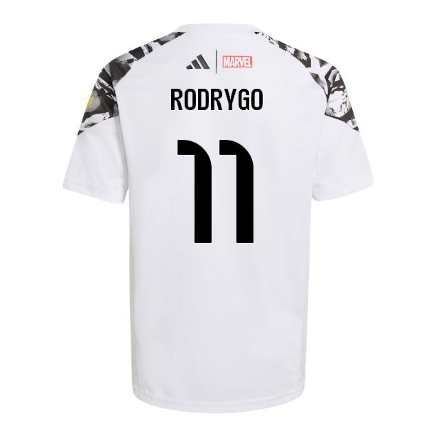 2025-2026 Real Madrid Marvel Avengers Training Shirt (White) - Kids (Rodrygo 11) — Buy Online