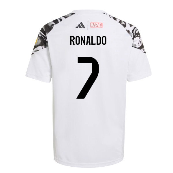 2025-2026 Real Madrid Marvel Avengers Training Shirt (White) - Kids (Ronaldo 7) — Buy Online