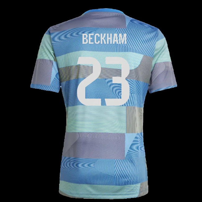 2025-2026 Real Madrid Pre-Match Shirt (Blue) (Beckham 23) — Shop Online