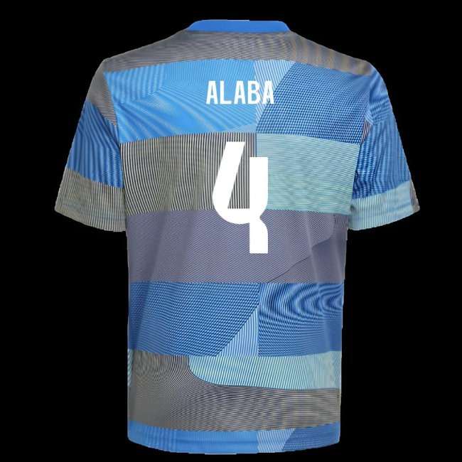 2025-2026 Real Madrid Pre-Match Shirt (Blue) - Kids (Alaba 4) — Shop Online