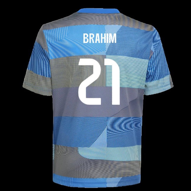 2025-2026 Real Madrid Pre-Match Shirt (Blue) - Kids (Brahim 21) — Shop Now