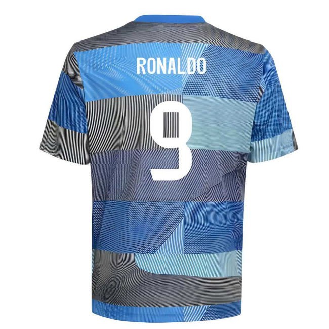 2025-2026 Real Madrid Pre-Match Shirt (Blue) - Kids (Ronaldo 9) — Shop Online