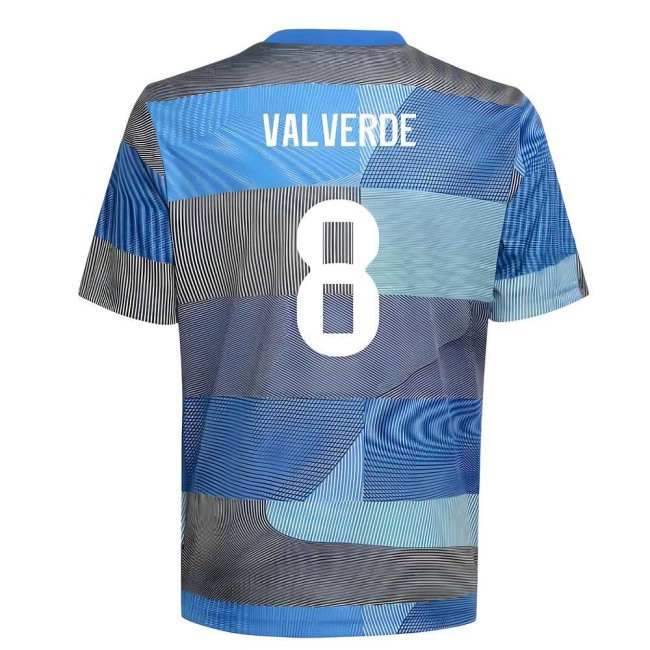 2025-2026 Real Madrid Pre-Match Shirt (Blue) - Kids (Valverde 8) — Buy Now