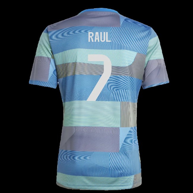 2025-2026 Real Madrid Pre-Match Shirt (Blue) (Raul 7) — Buy Now