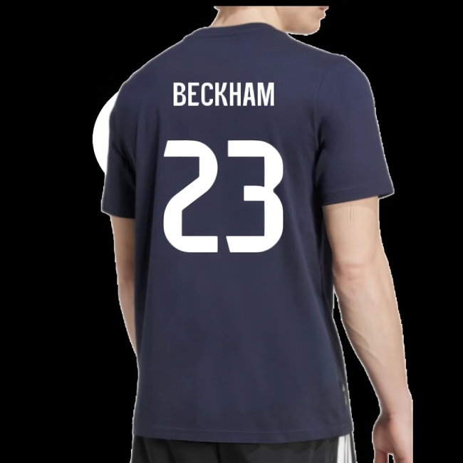 2025-2026 Real Madrid Seasonal Graphic Tee (Legend Ink) (Beckham 23) — Buy Online