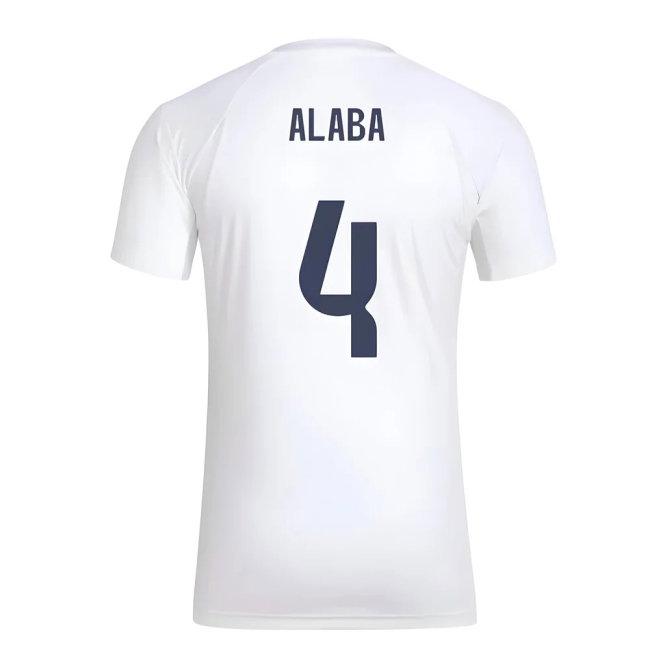 2025-2026 Real Madrid Seasonal Graphic Tee (White) (Alaba 4) — Buy Now