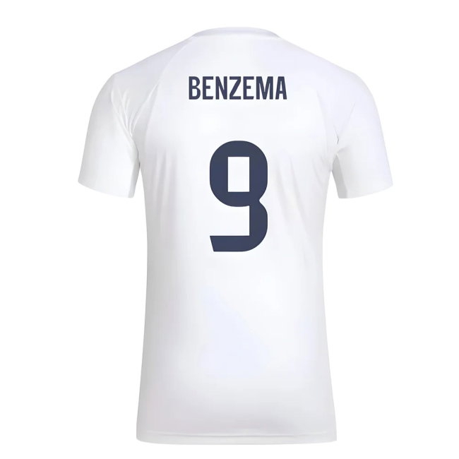 2025-2026 Real Madrid Seasonal Graphic Tee (White) (Benzema 9) — Buy Online