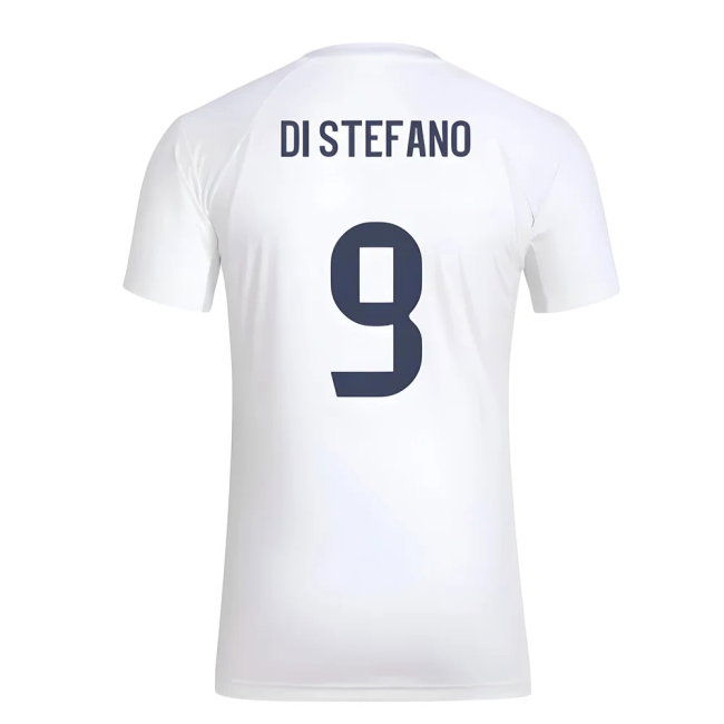 2025-2026 Real Madrid Seasonal Graphic Tee (White) (Di Stefano 9) — Shop Now