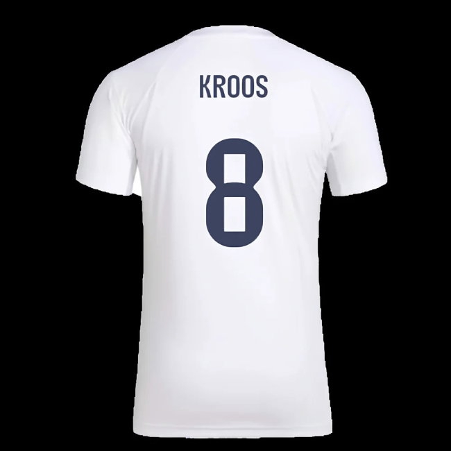 2025-2026 Real Madrid Seasonal Graphic Tee (White) (Kroos 8) — Shop Now